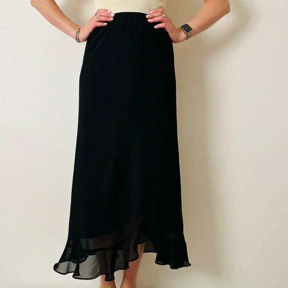 Vintage Metaphor black chiffon tulip hem skirt long maxi - Picture 3 of 6